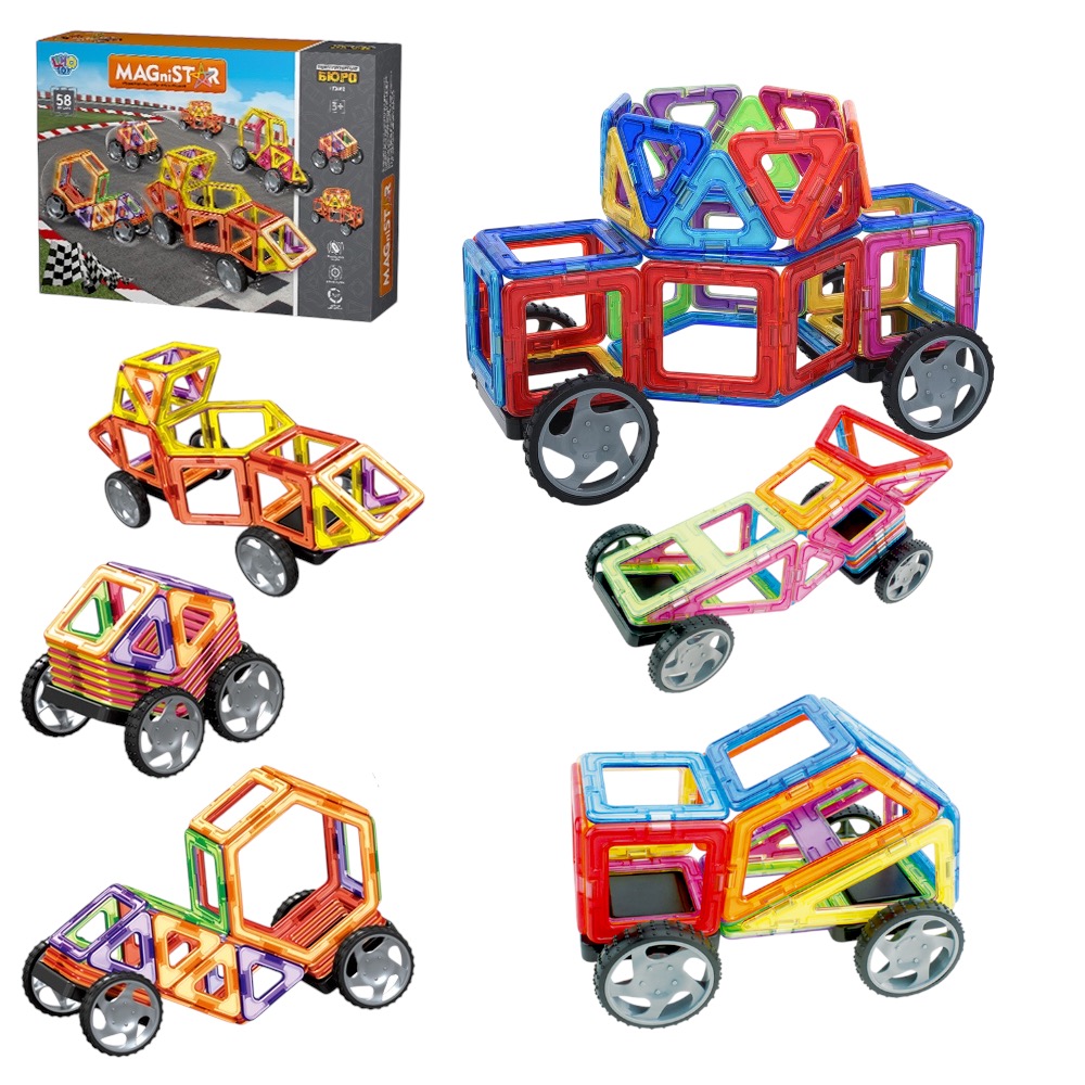 Конструктор LT3002 магнітний, транспорт, 58 деталей Magnit/Magical/LIMO TOY